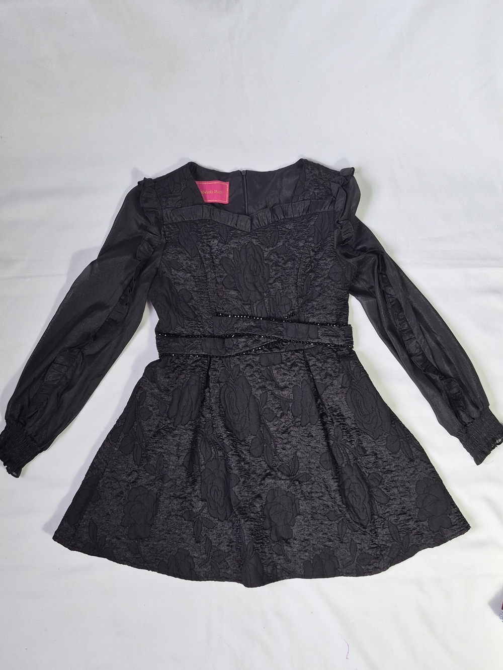 Gabriela RICH Structured Skater Jacquard Fit And Flare Dress, new black floral